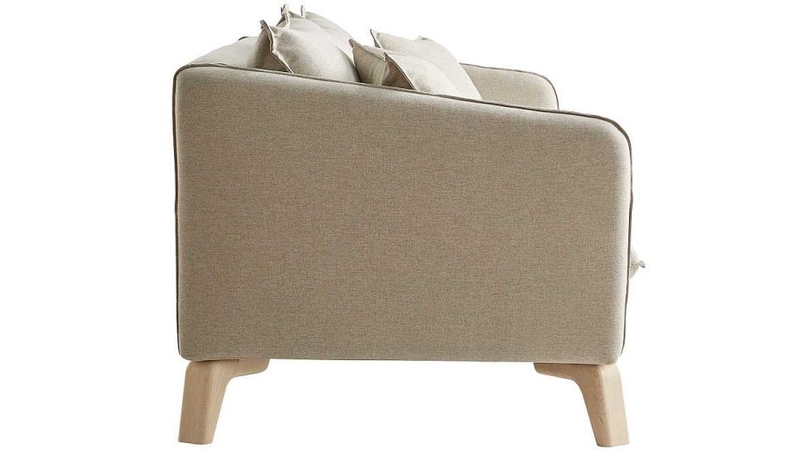 Canap & Fauteuil Miliboo Canap Design | Canap 3 Places Co-Responsable En Tissu Recycl Naturel Et Bois Clair Forest