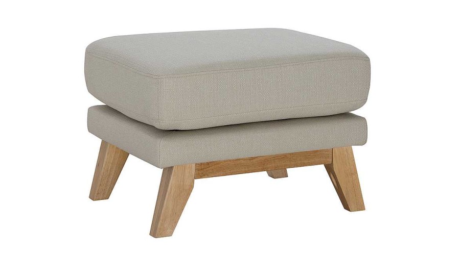 Canap & Fauteuil Miliboo | Pouf Repose-Pieds D Houssable Scandinave En Tissu Beige Et Bois Clair Oslo