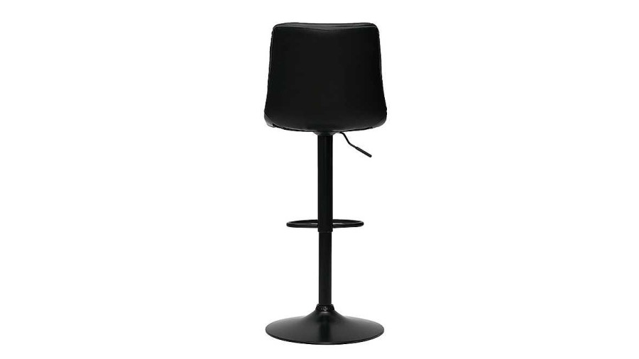 Chaise & Tabouret Miliboo Tabouret De Bar | Tabourets De Bar R Glables En Polyur Thane Noir Et M Tal Noir (Lot De 2) Zuck