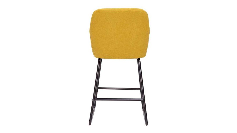 Chaise & Tabouret Miliboo Tabouret De Bar | Tabourets De Bar En Tissu Effet Velours Jaune Moutarde H65 Cm (Lot De 2) Amika