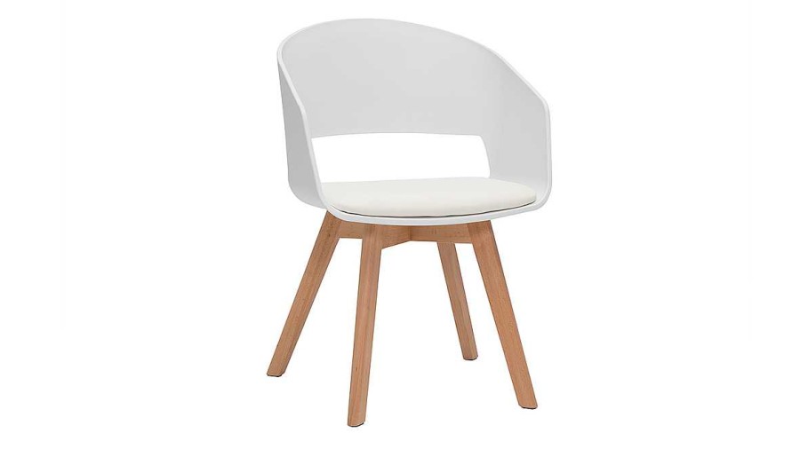 Chaise & Tabouret Miliboo Chaise Design | Chaise Scandinave Blanche Et Bois Clair Massif Prisma