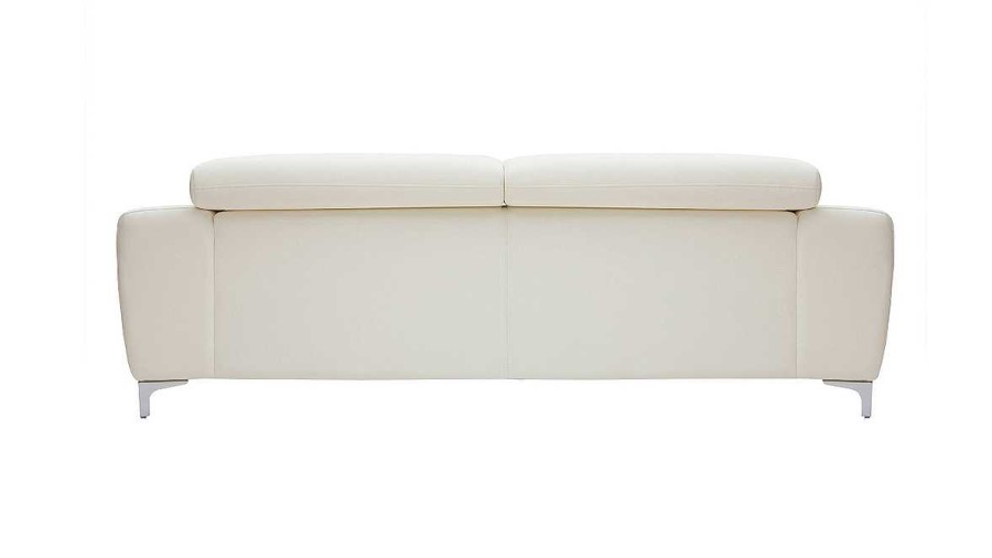 Canap & Fauteuil Miliboo Canap Cuir | Canap Design Avec T Ti Res Ajustables 3 Places Cuir Blanc Et Acier Chrom Nevada