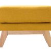 Canap & Fauteuil Miliboo | Pouf Repose-Pieds D Houssable Scandinave En Tissu Effet Velours Jaune Moutarde Et Bois Clair Oslo