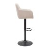 Chaise & Tabouret Miliboo Tabouret De Bar | Tabourets De Bar R Glables Tissu Effet Velours Beige Et M Tal (Lot De 2) Amika