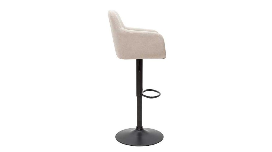 Chaise & Tabouret Miliboo Tabouret De Bar | Tabourets De Bar R Glables Tissu Effet Velours Beige Et M Tal (Lot De 2) Amika