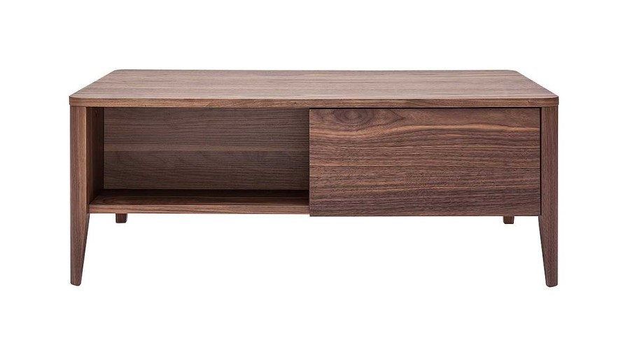 Table Miliboo | Table Basse Rectangulaire Avec Rangements Bois Fonc Noyer L100 Cm Benja