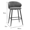 Chaise & Tabouret Miliboo Tabouret De Bar | Tabourets De Bar Design En Tissu Effet Velours Gris Et M Tal Noir (Lot De 2) Rosalie