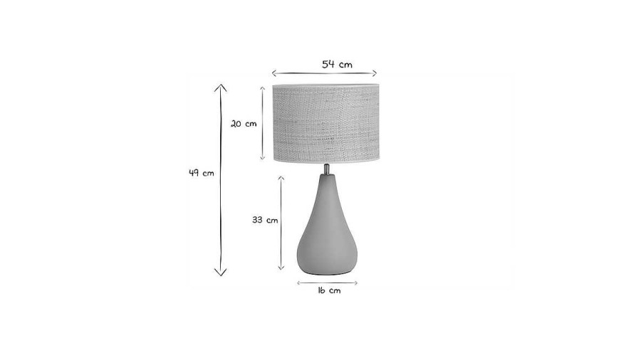 Luminaire Miliboo | Lampe Poser Taupe En C Ramique Mate Et Abat-Jour En Raphia H49 Cm Pyrus