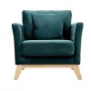 Canap & Fauteuil Miliboo Fauteuil Design | Fauteuil Scandinave D Houssable En Tissu Velours Bleu P Trole Et Bois Clair Oslo