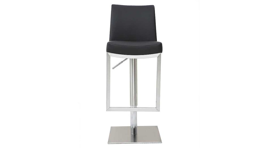 Chaise & Tabouret Miliboo Tabouret De Bar | Tabourets De Bar Relevables Noir Et Acier Chrom (Lot De 2) Kyle