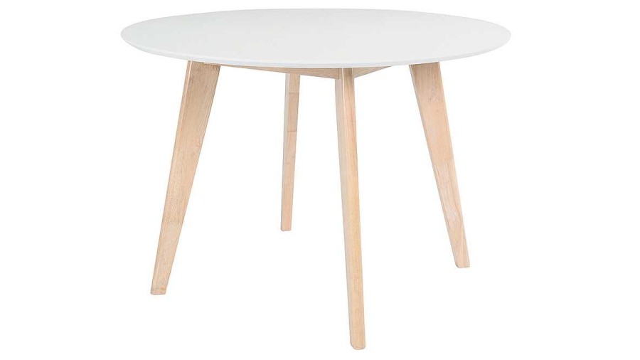 Table Miliboo Table Manger Fixe | Table Scandinave Ronde Blanc Et Bois D100 Cm Leena