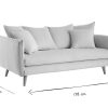 Canap & Fauteuil Miliboo Canap Design | Canap Scandinave 3 Places En Tissu Velours Bleu Gris Et Bois Clair Olympia