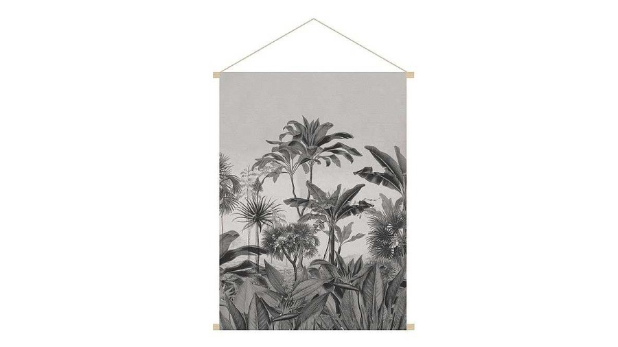 D Co Miliboo | Kak Mono Tableau En Toile Suspendue For T Tropicale Noir Et Blanc L40 X H60 Cm Borneo