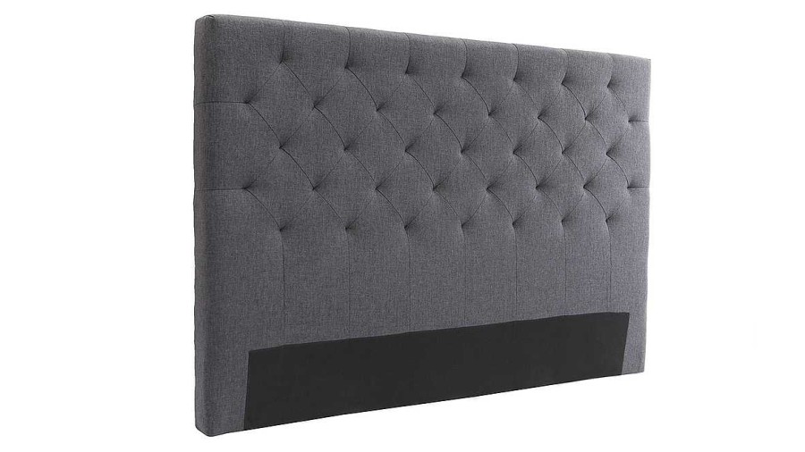 Chambre Miliboo | T Te De Lit Capitonn E En Tissu Gris Fonc L160 Cm Enguerrand