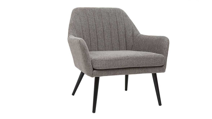 Canap & Fauteuil Miliboo Fauteuil Design | Fauteuil Design En Tissu Effet Velours Textur Gris Et M Tal Noir Gaston