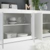 Rangement Miliboo | Buffet Design Blanc Laqu Brillant 4 Portes L207 Cm Latte