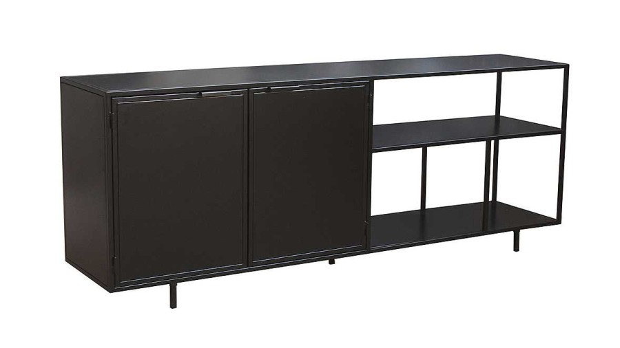 Rangement Miliboo | Buffet Industriel En M Tal Noir 2 Portes L180 Cm Karl