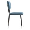 Chaise & Tabouret Miliboo Chaise Design | Chaises Design En Tissu Velours Bleu Fonc Et M Tal Noir (Lot De 2) Lepidus