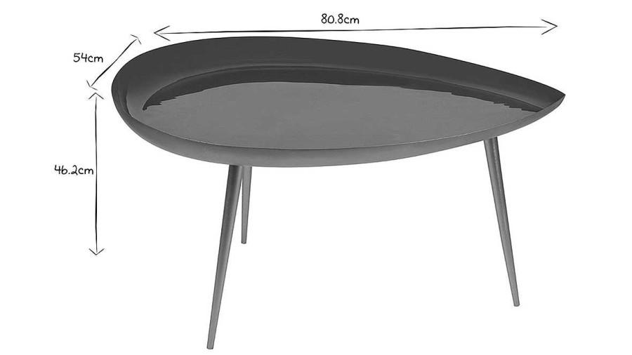 Table Miliboo | Table Basse Design En Acier Laqu Bleu Canard Et Dor L80 Cm Drop