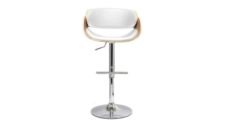 Chaise & Tabouret Miliboo Tabouret De Bar | Tabouret De Bar Design R Glable Blanc Et Bois Clair Bent