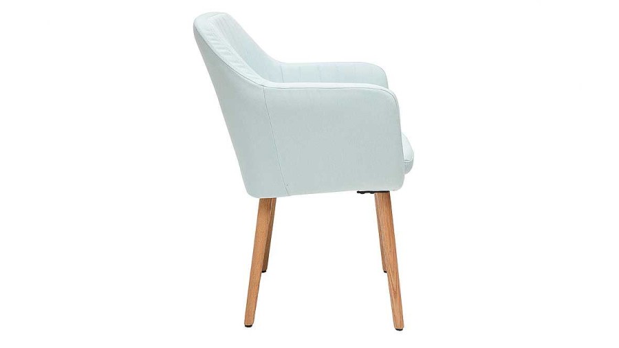 Canap & Fauteuil Miliboo Fauteuil Design | Chaise Scandinave En Tissu Menthe L'Eau Et Bois Clair Massif Aleyna