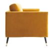 Canap & Fauteuil Miliboo Canap Design | Canap Design 3 Places En Tissu Velours Jaune Moutarde, Bois Noir Et M Tal Dor Sting