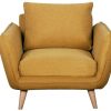 Canap & Fauteuil Miliboo Fauteuil Design | Fauteuil Scandinave En Tissu Jaune Cumin Et Bois Clair Creep