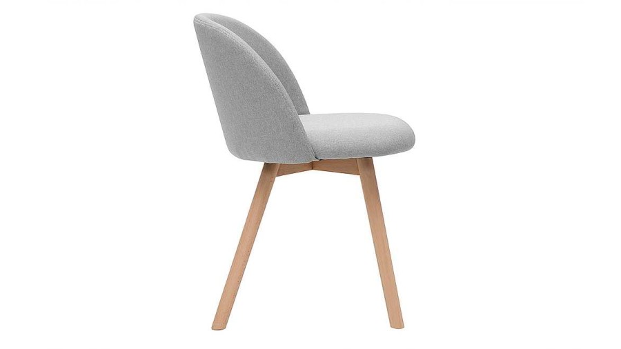 Chaise & Tabouret Miliboo Chaise Design | Chaises Scandinaves En Tissu Gris Clair Et Bois Clair Massif (Lot De 2) Celeste