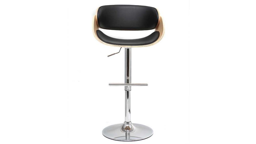 Chaise & Tabouret Miliboo Tabouret De Bar | Tabouret De Bar Design R Glable Noir Et Bois Clair Bent