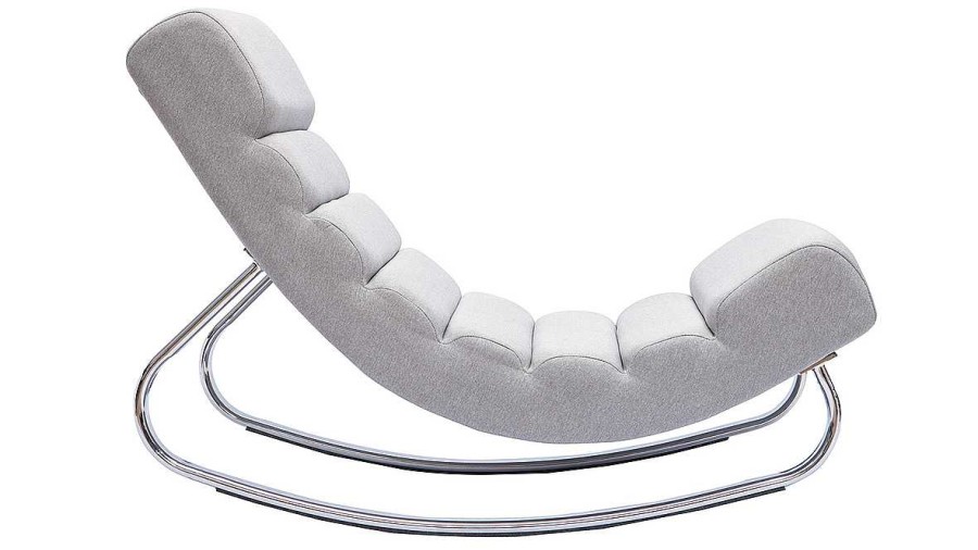 Canap & Fauteuil Miliboo Rocking Chair | Rocking Chair Design En Tissu Gris Clair Et Acier Chrom Taylor