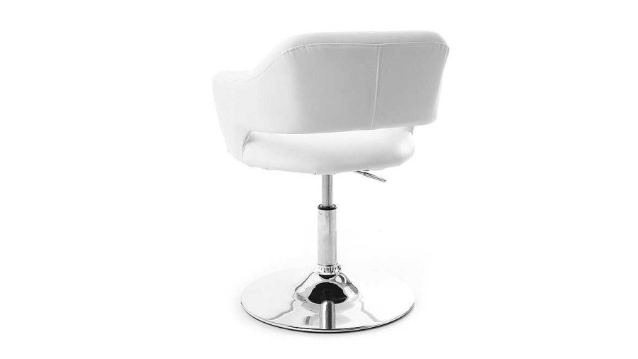 Canap & Fauteuil Miliboo Fauteuil Design | Fauteuil Pivotant Design Blanc Et Acier Chrom Jessy