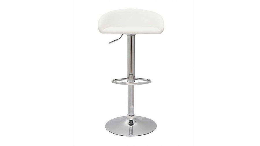 Chaise & Tabouret Miliboo Tabouret De Bar | Tabourets De Bar Design Relevables Blanc Et Acier Chrom (Lot De 2) Reynold