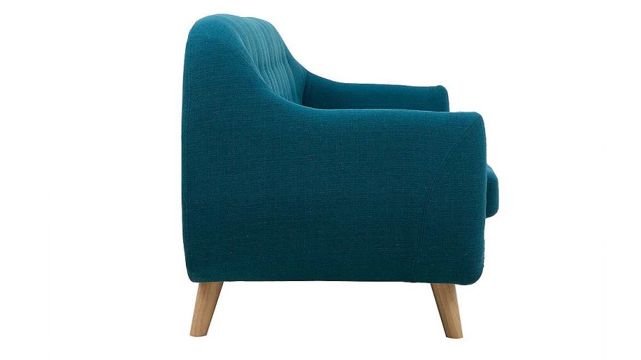 Canap & Fauteuil Miliboo Canap Design | Canap Scandinave D Houssable 3 Places En Tissu Bleu Canard Et Bois Clair Ynok