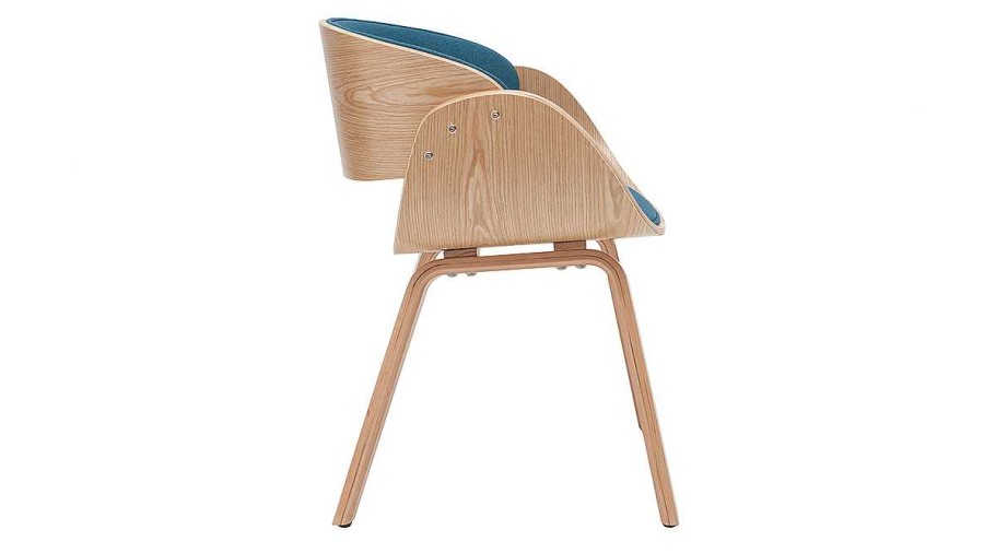 Chaise & Tabouret Miliboo Chaise Design | Chaise Design En Tissu Bleu Canard Et Bois Clair Bent