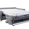 Canap & Fauteuil Miliboo Canap Convertible | Canap Convertible Avec T Ti Res Ajustables 3 Places En Tissu Gris Et Bois Clair Avec Matelas 12 Cm Goya