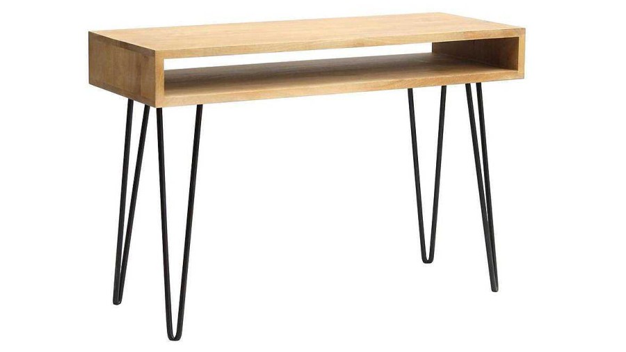 Bureau Miliboo Bureau Design | Bureau Avec Rangement En Bois Manguier Massif Et M Tal Noir L116 Cm Vibes