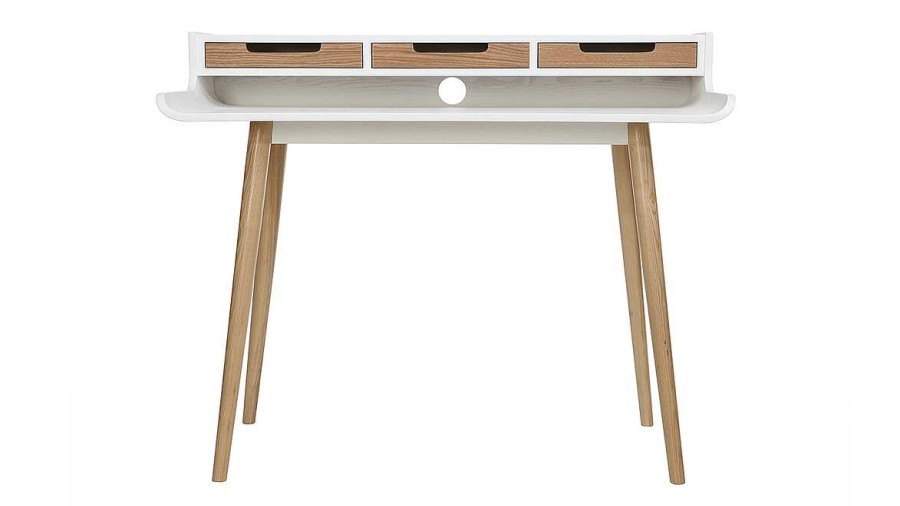 Bureau Miliboo Bureau Design | Bureau Avec Rangements Scandinave Bois Clair Et Blanc L110 Cm Opus