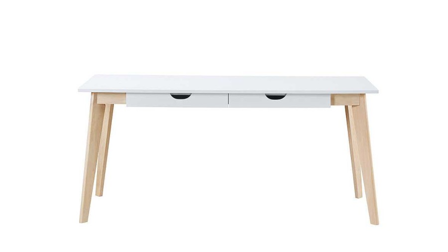 Bureau Miliboo Bureau Design | Bureau Avec Rangements 2 Tiroirs Scandinave Blanc Et Bois Clair L160 Leena