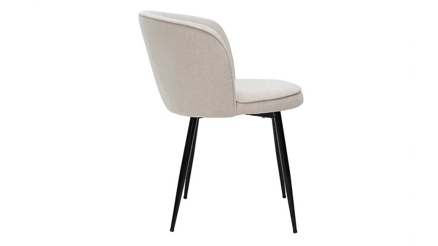 Chaise & Tabouret Miliboo Chaise Design | Chaises Design En Tissu Effet Velours Beige Et M Tal Noir (Lot De 2) Serif