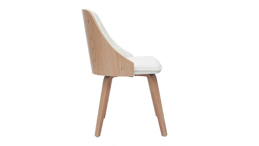 Chaise & Tabouret Miliboo Chaise Design | Chaise Design Blanc Et Bois Clair Fluffy