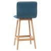 Chaise & Tabouret Miliboo Tabouret De Bar | Tabouret De Bar Design Bois Et Bleu Canard 65 Cm (Lot De 2) Emma