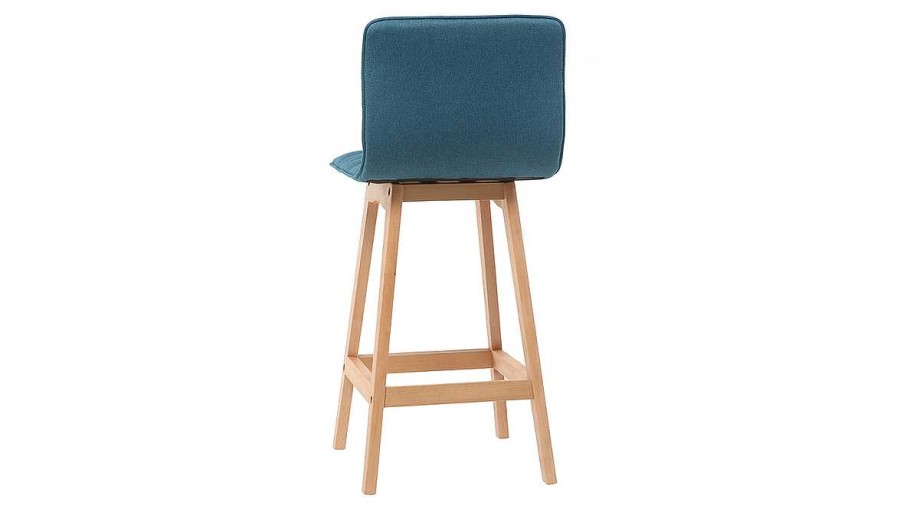 Chaise & Tabouret Miliboo Tabouret De Bar | Tabouret De Bar Design Bois Et Bleu Canard 65 Cm (Lot De 2) Emma