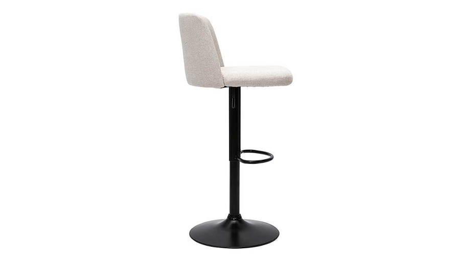 Chaise & Tabouret Miliboo Tabouret De Bar | Tabourets De Bar R Glables En Tissu Effet Velours Textur Beige Et M Tal Noir (Lot De 2) Monti