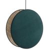 Luminaire Miliboo | Suspension Bi-Mati Re En Tissu Velours Bleu Paon Et Rabane Naturelle D49 Cm Verso