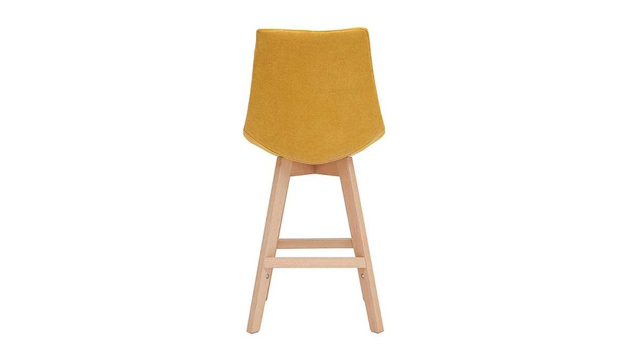 Chaise & Tabouret Miliboo Tabouret De Bar | Tabourets De Bar Scandinaves Tissu Effet Velours Jaune Moutarde 65 Cm (Lot De 2) Matilde