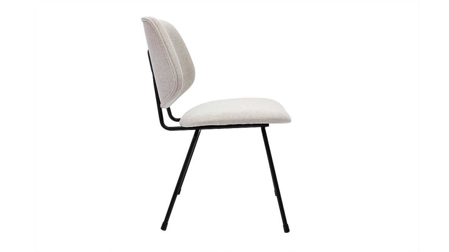 Chaise & Tabouret Miliboo Chaise Design | Chaises Design En Tissu Effet Velours Beige Et M Tal Noir (Lot De 2) Barnet