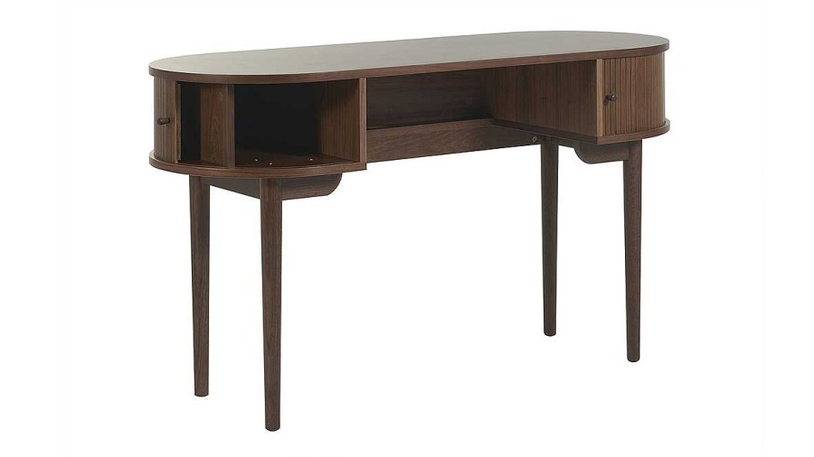 Bureau Miliboo Bureau Design | Bureau Vintage Avec Rangements Portes Coulissantes Bois Fonc Noyer L130 Cm Epic