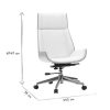 Chaise & Tabouret Miliboo | Fauteuil De Bureau De Direction Design Blanc, Bois Clair Et Acier Chrom Curved