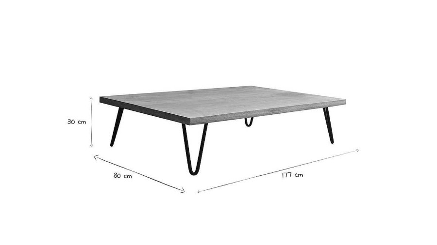 Table Miliboo | Table Basse Rectangulaire Bois Manguier Massif Et M Tal Noir L117 Cm Vibes