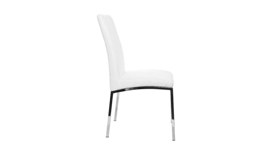 Chaise & Tabouret Miliboo Chaise Design | Chaises Design Blanc Et Acier Chrom (Lot De 2) Simea